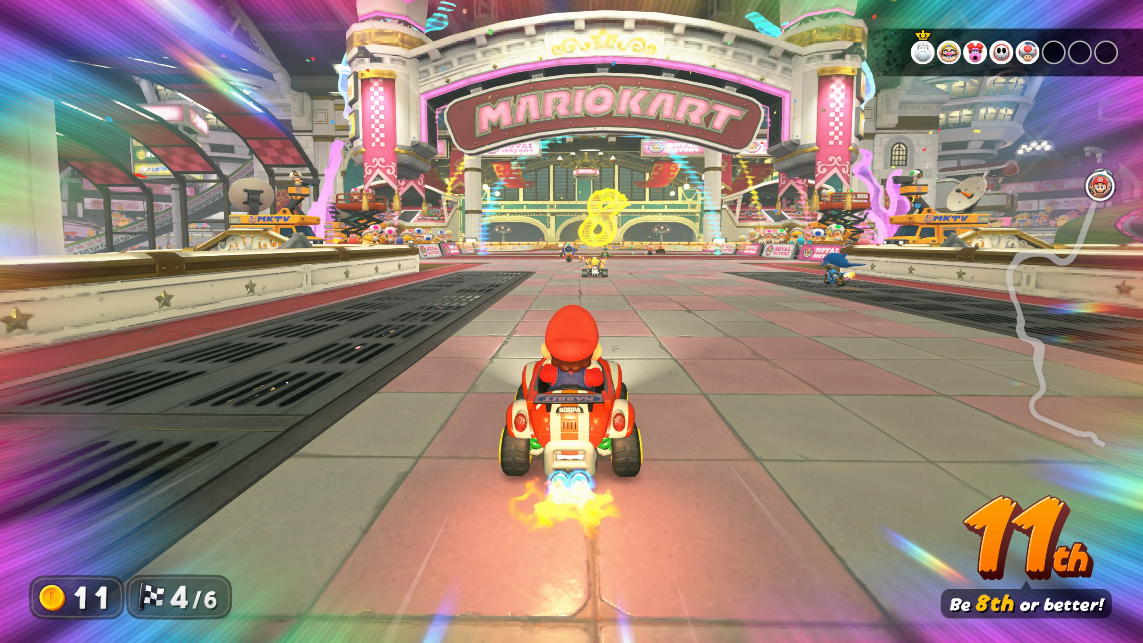 Một khoảnh khắc ấn tượng từ Mario Kart World trên console Nintendo Switch 2