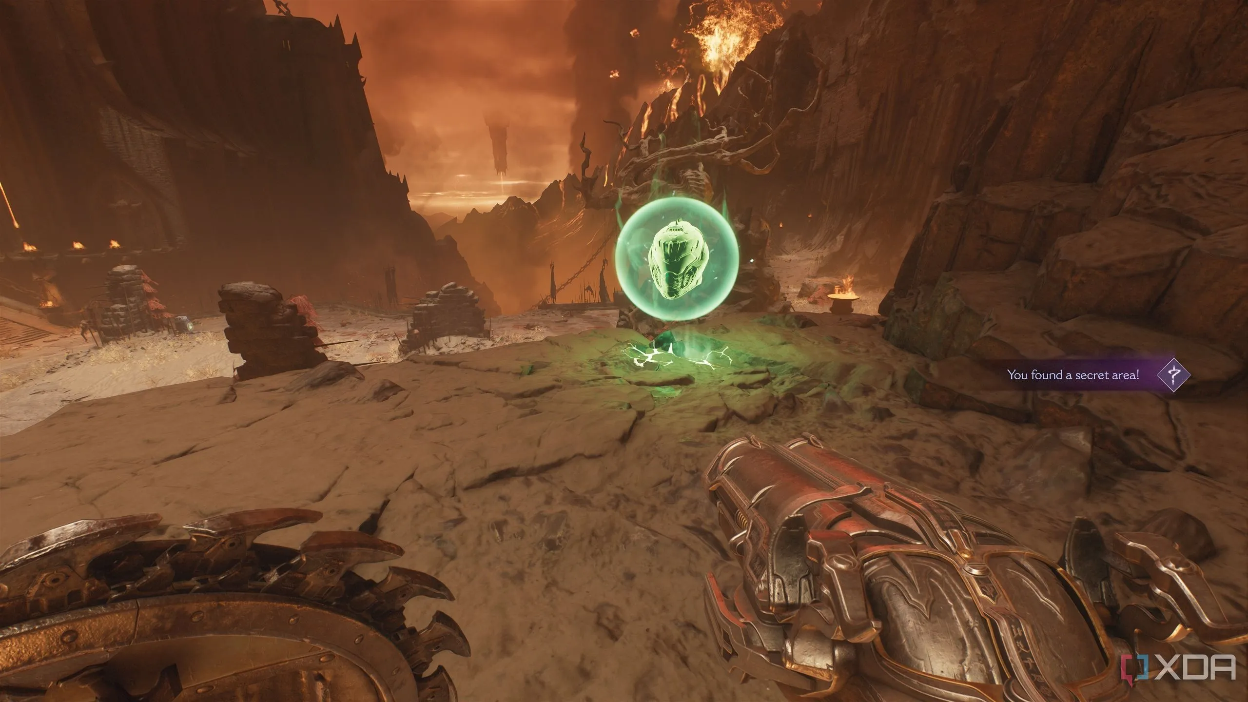 Một Life Sigil phát sáng trong một khu vực bí mật của Doom The Dark Ages Chapter 10