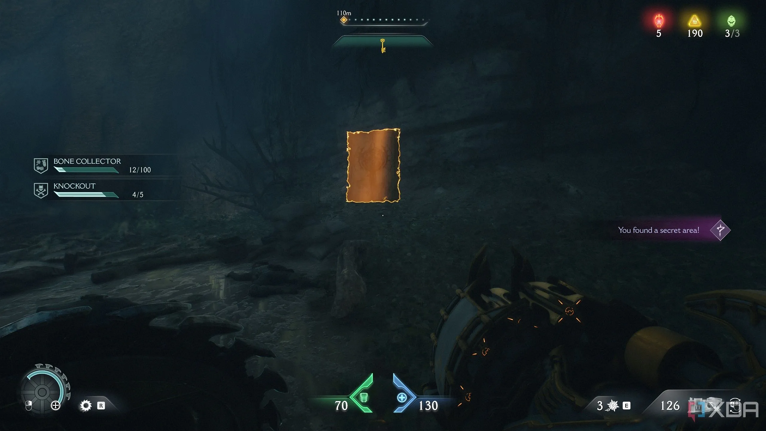 Một Trang Codex đang mở hiển thị thông tin về Abyssal Forest trong Doom: The Dark Ages