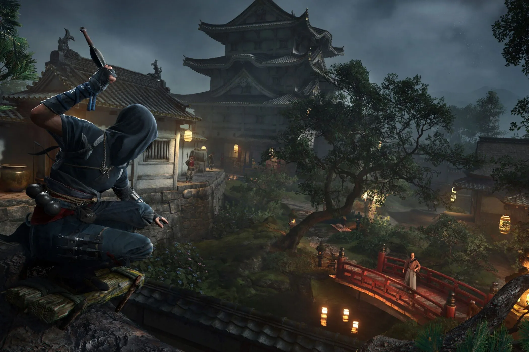 Naoe sử dụng bom khói để tạo cơ hội kết liễu kẻ thù trong Assassin's Creed Shadows