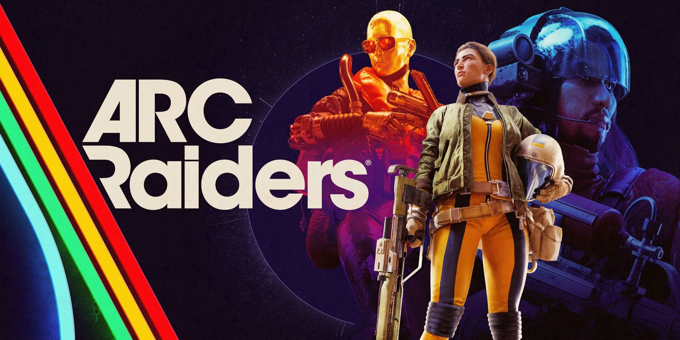 Nghệ thuật chính của ARC Raiders với các nhân vật và robot kẻ thù