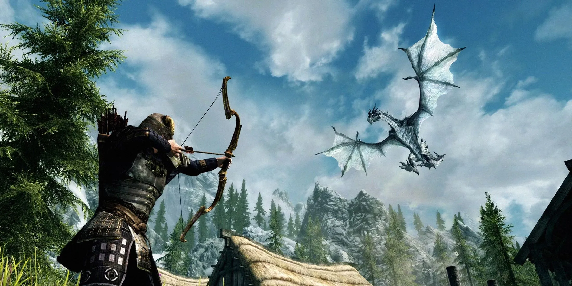 Người chơi Dragonborn sử dụng Shout trong Skyrim, minh họa tính năng kích hoạt Shout bằng giọng nói của mod Dragonborn Speaks Naturally.