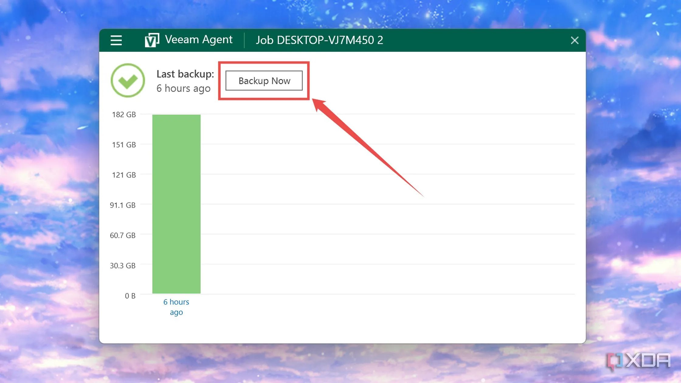 Nhấn Backup Now để thực hiện sao lưu dữ liệu ngay lập tức