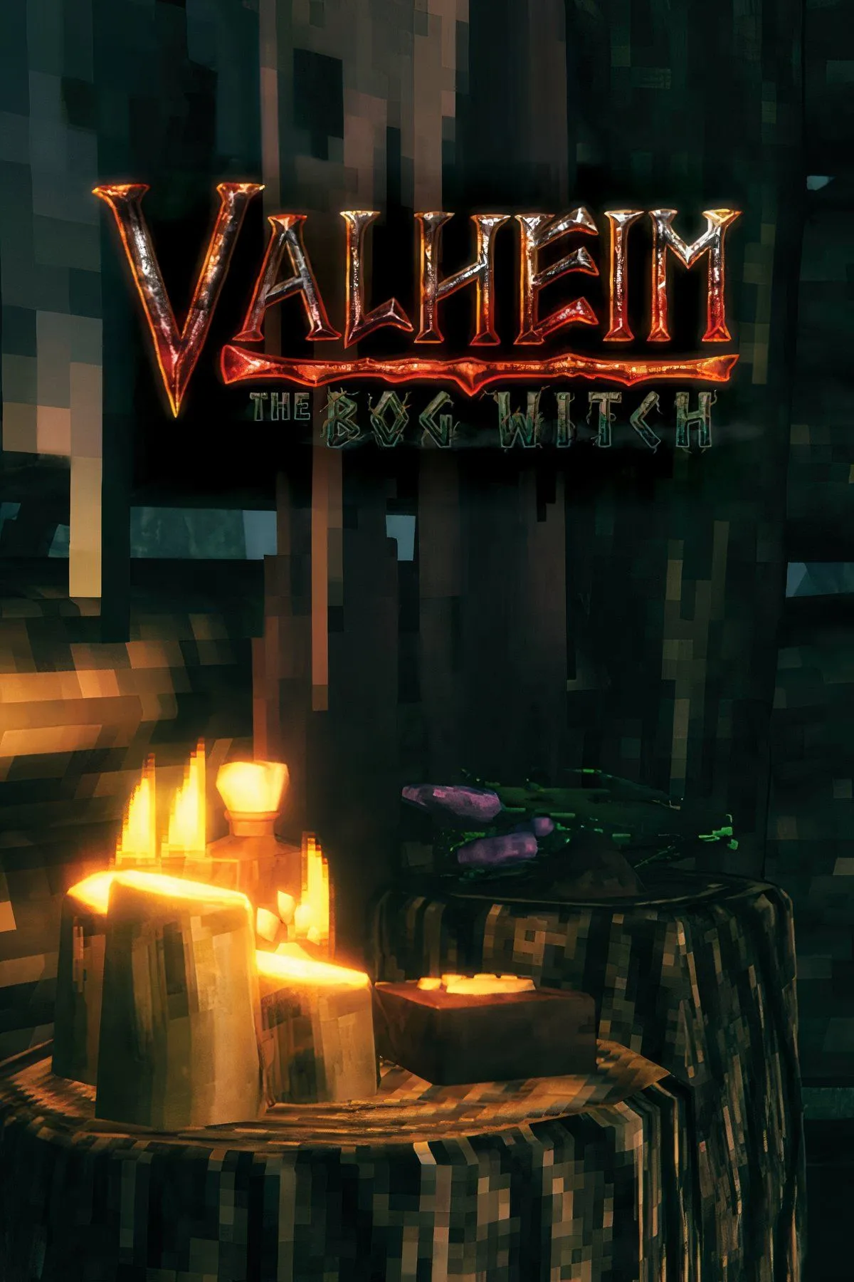 Nhân vật Viking và ngôi nhà gỗ giữa khung cảnh bình minh Valheim