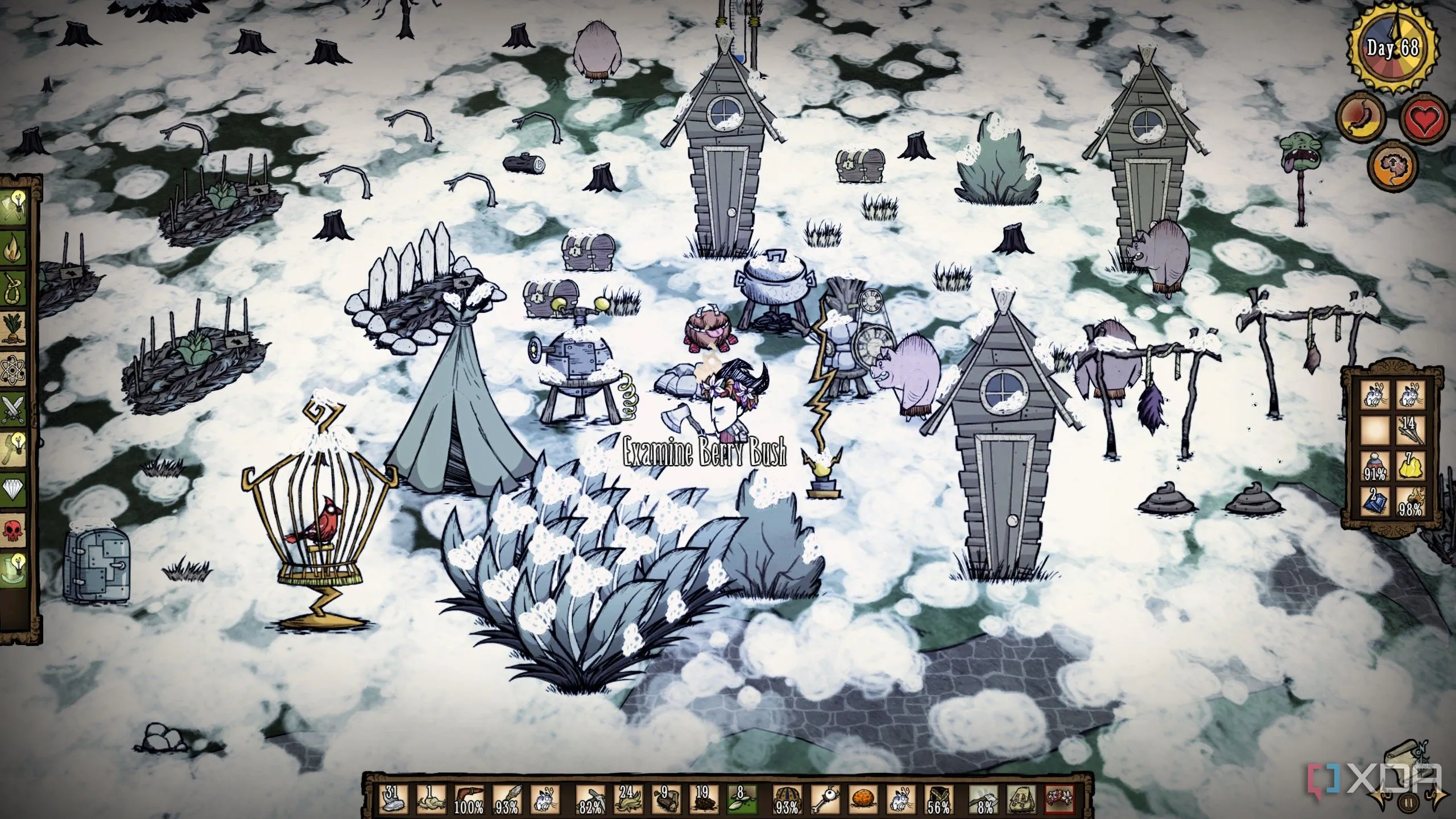 Nhân vật Wilson trong game sinh tồn Don't Starve vào ngày thứ 68, với phong cách đồ họa độc đáo và thử thách sống còn.