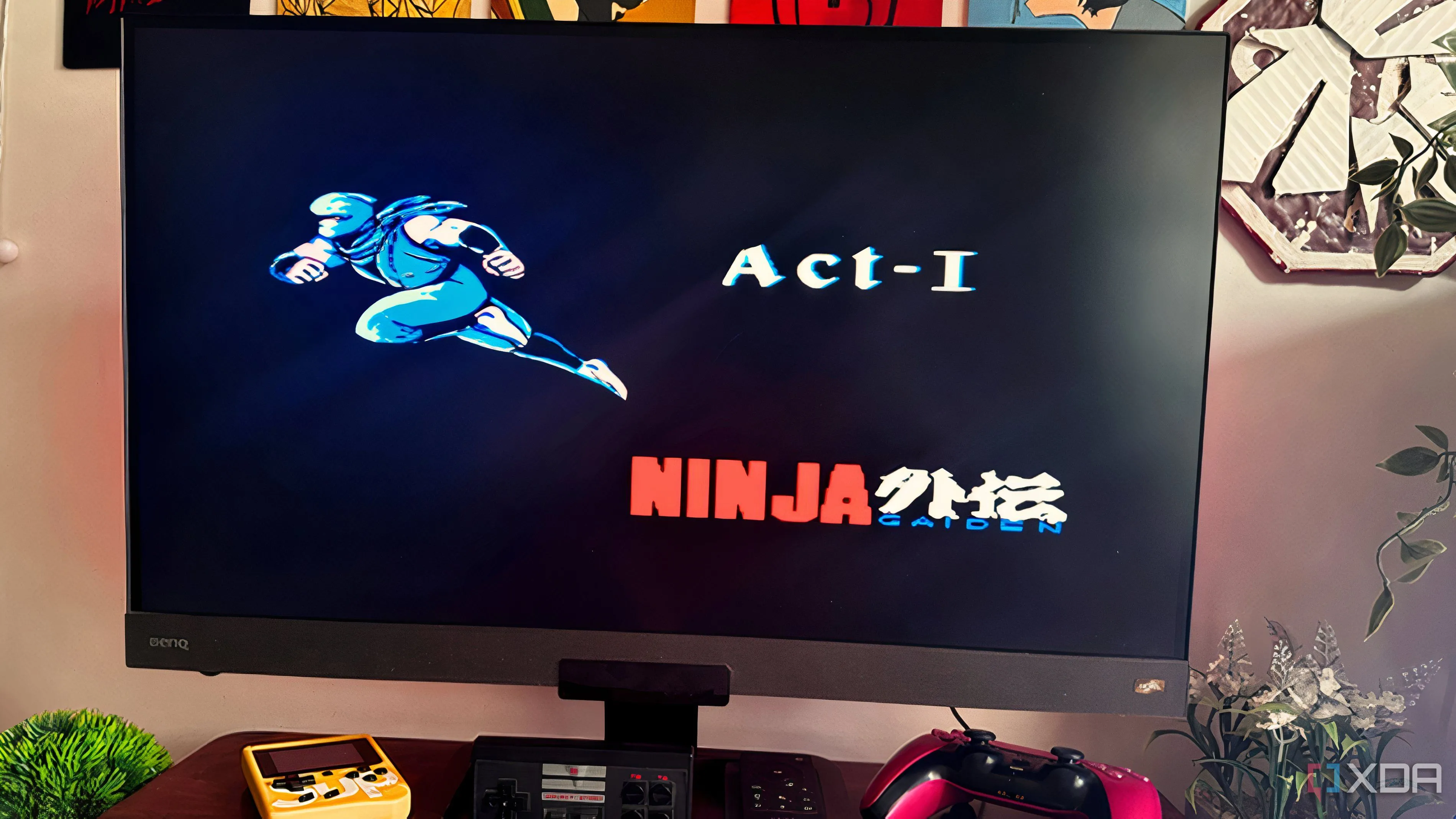 Ninja Gaiden 1988 hiển thị trên màn hình, đại diện cho những game platformer kinh điển đầy thử thách.