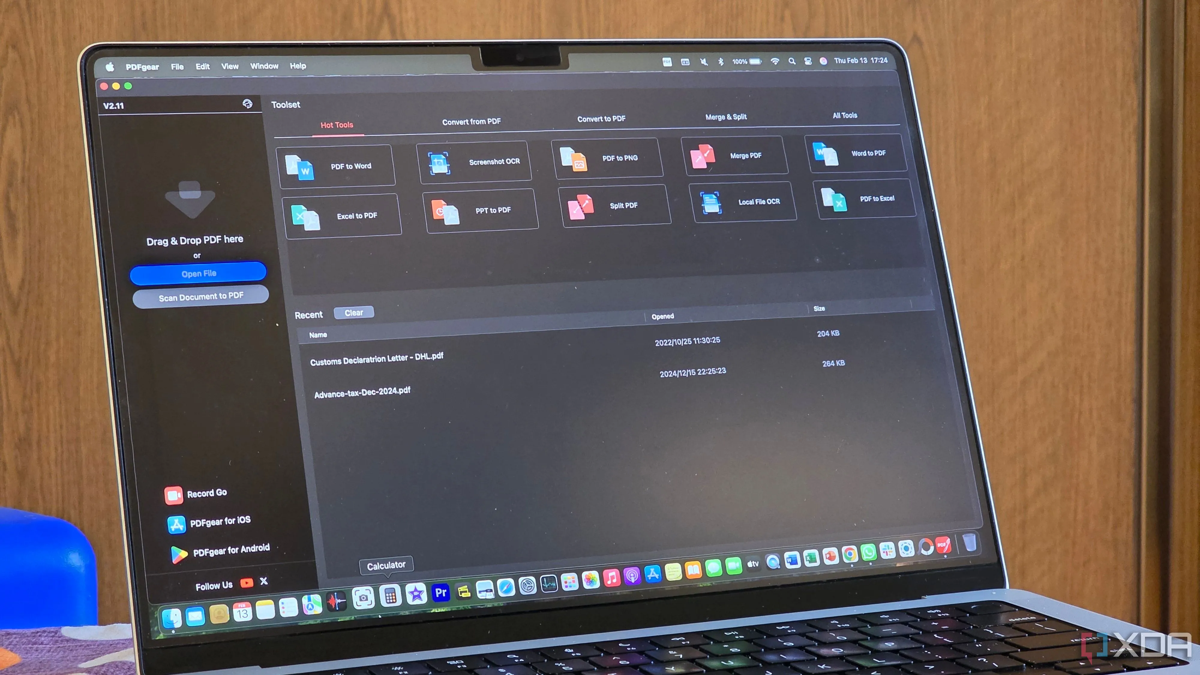 PDFgear app running on a Mac