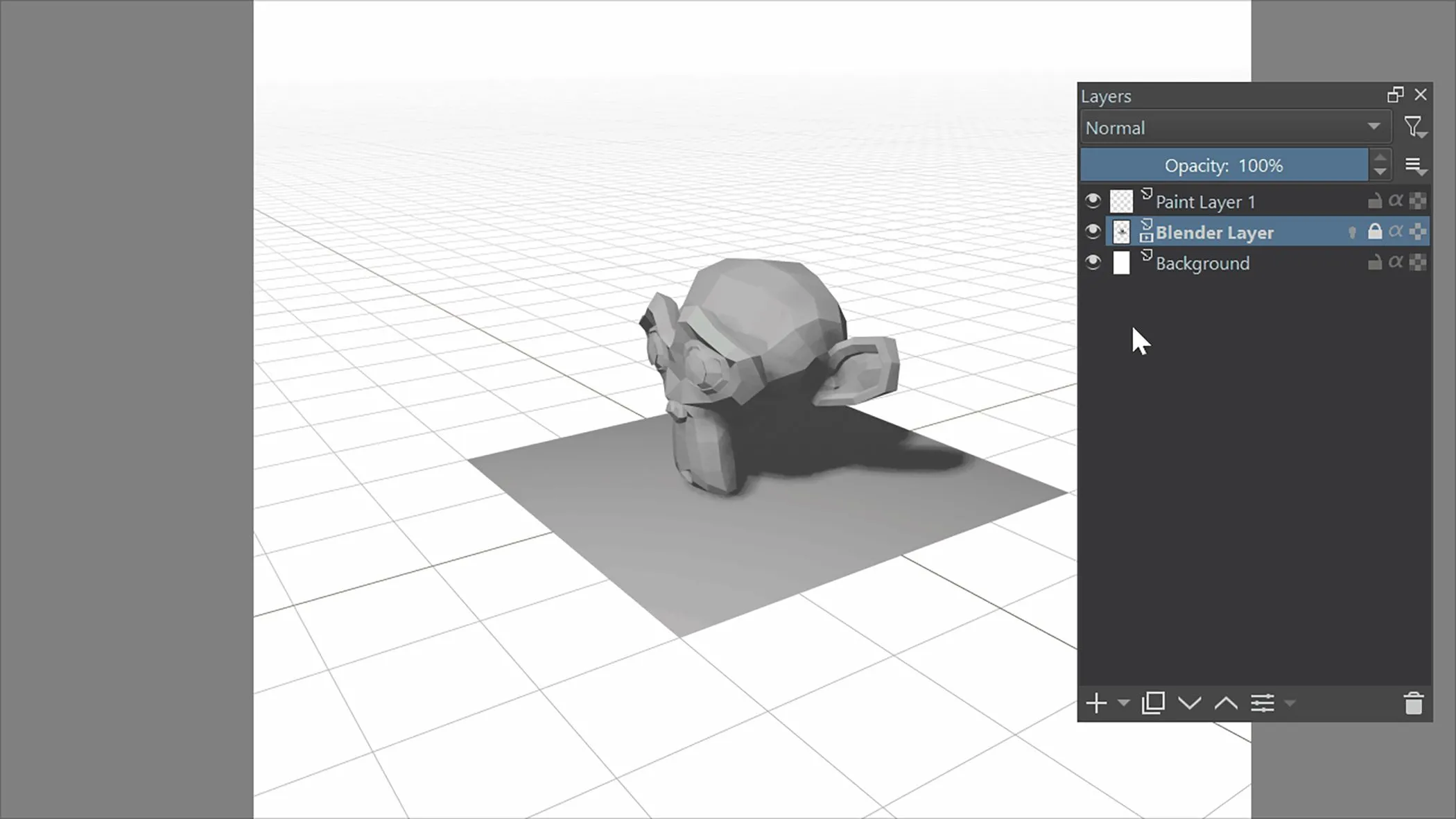Plugin Blender Layer hiển thị mô hình 3D từ Blender trực tiếp trên giao diện Krita
