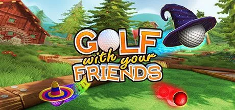 Poster game Golf With Your Friends với sân golf mini đầy màu sắc và các chướng ngại vật sáng tạo.