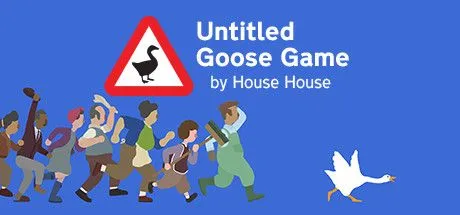 Poster game Untitled Goose Game với chú ngỗng tinh quái đang gây rối loạn trong một ngôi làng yên bình.