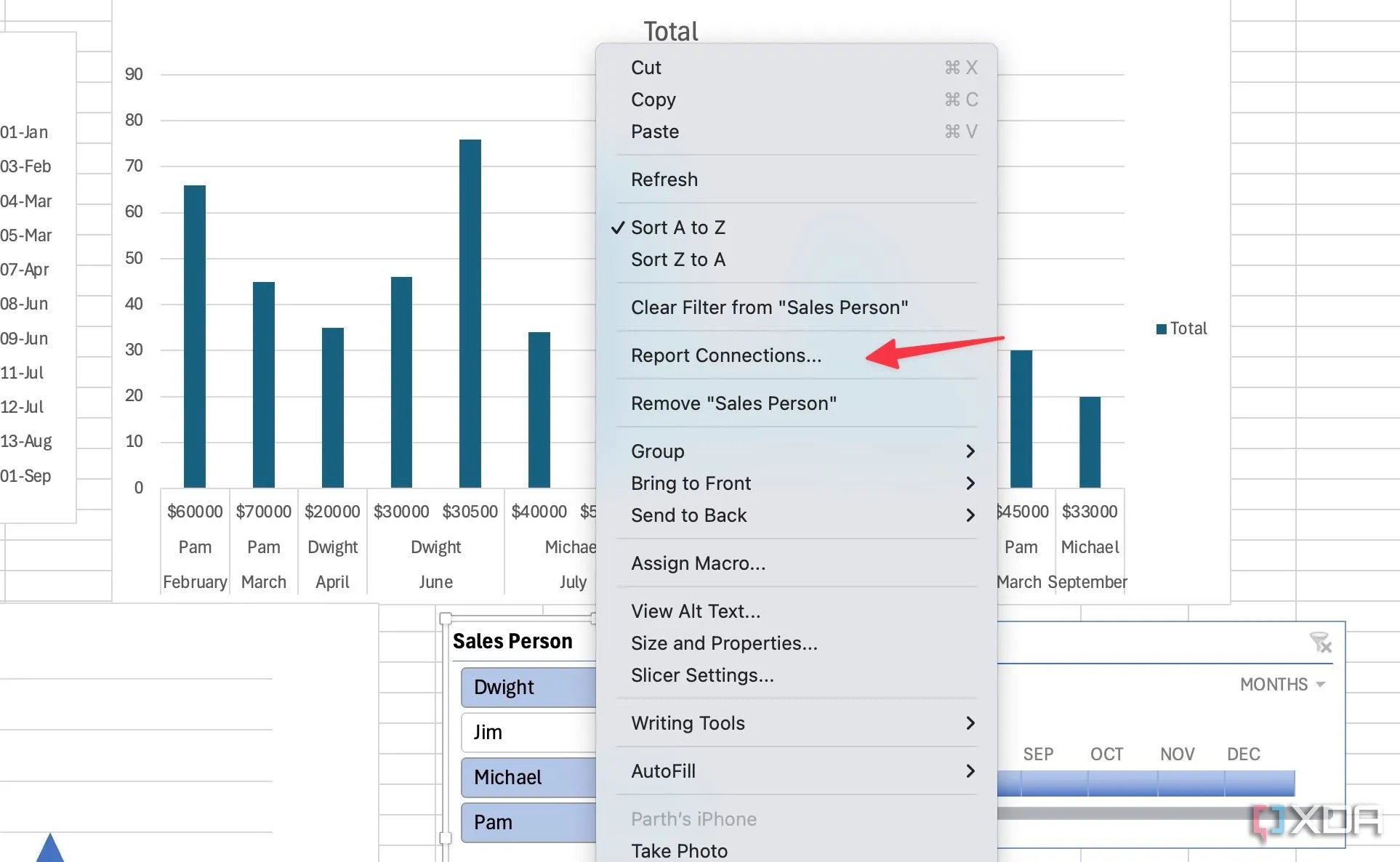Report Connections trong Excel