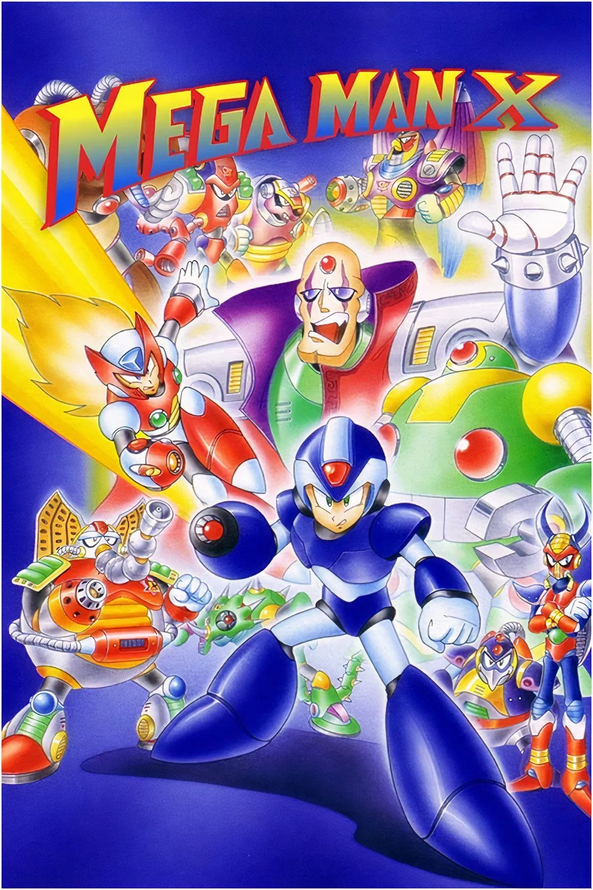 Robot chủ Sigma với thanh kiếm năng lượng và Gundam khổng lồ trong trận đấu trùm cuối Mega Man X, thể hiện sự khó nhằn