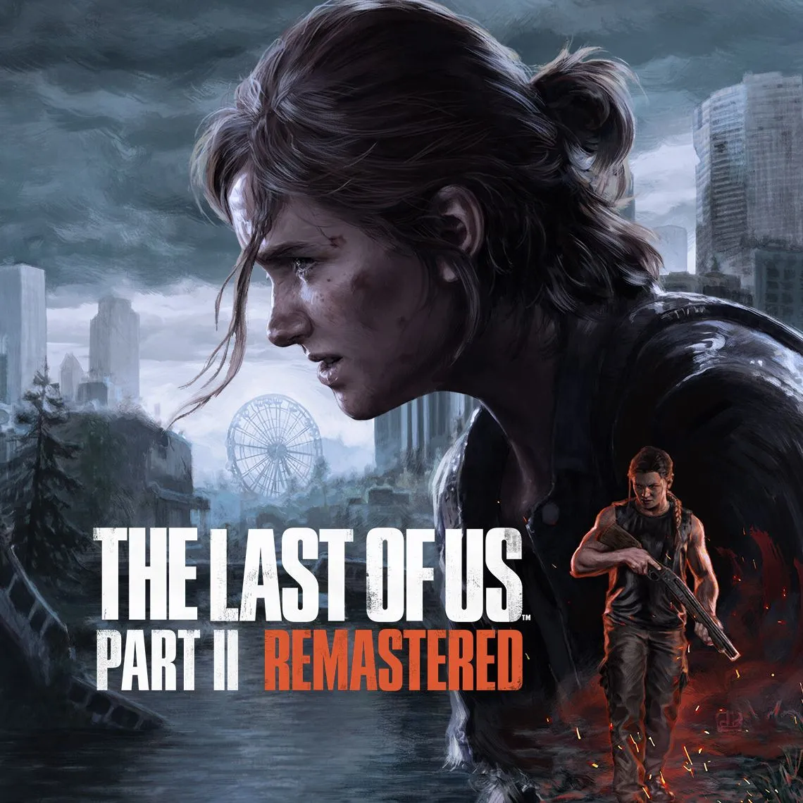 Sản phẩm The Last of Us Part II Remastered với Ellie cầm cung, bối cảnh hậu tận thế khắc nghiệt.