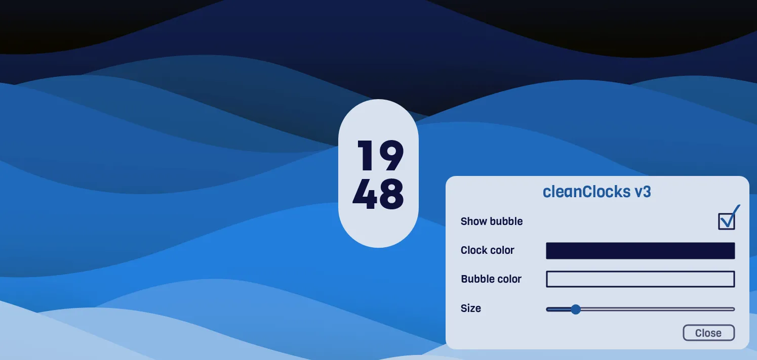 Skin CleanClocks V3 Rainmeter hiển thị các tùy chọn màu sắc có thể tùy chỉnh cho giao diện đồng hồ.