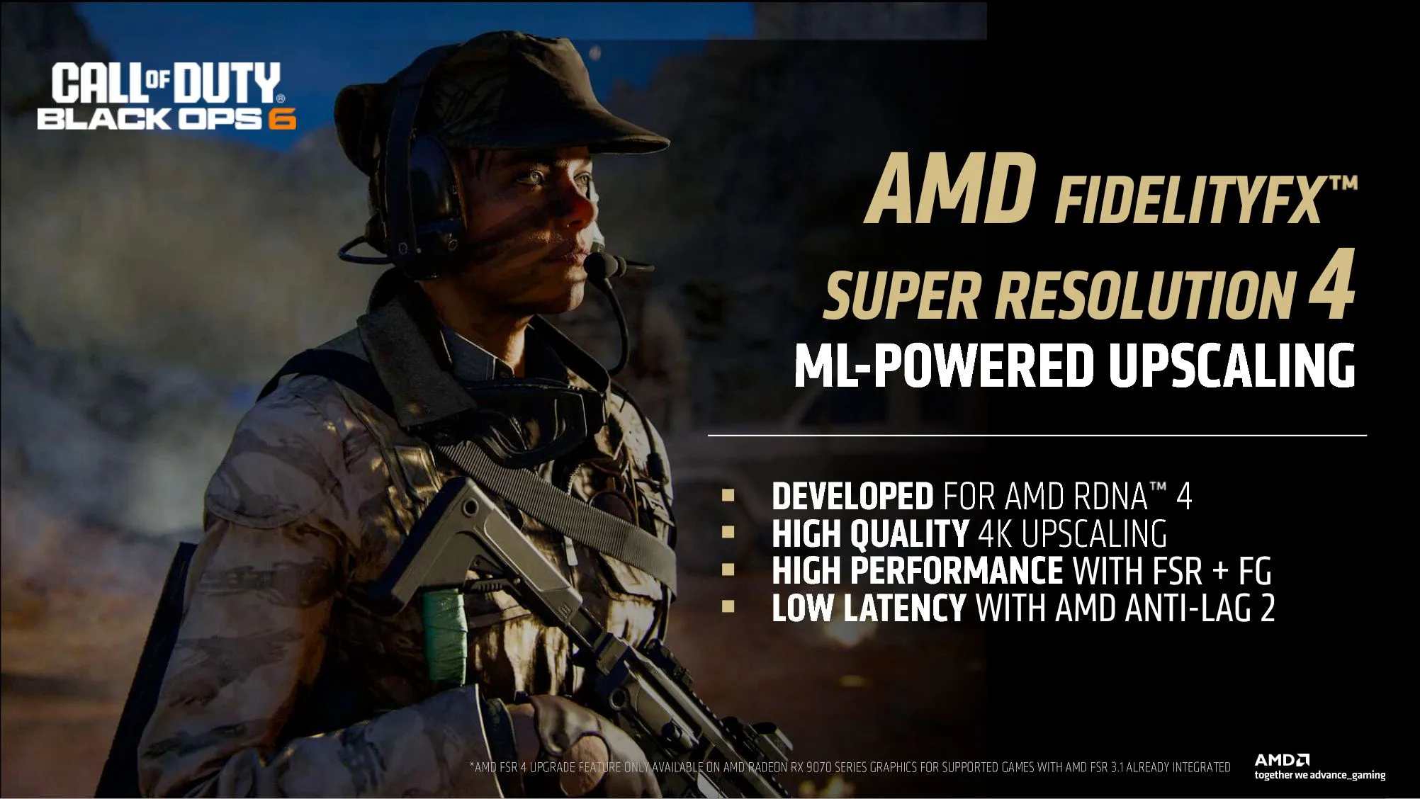 Slide giới thiệu công nghệ RDNA 4 SR 4 của AMD, hứa hẹn cải tiến hiệu suất nhưng vẫn chưa được công bố chi tiết.