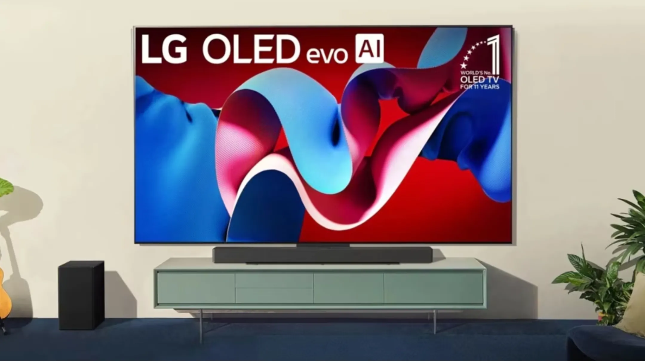 Smart TV LG C4 với thiết kế viền mỏng và chân đế sang trọng