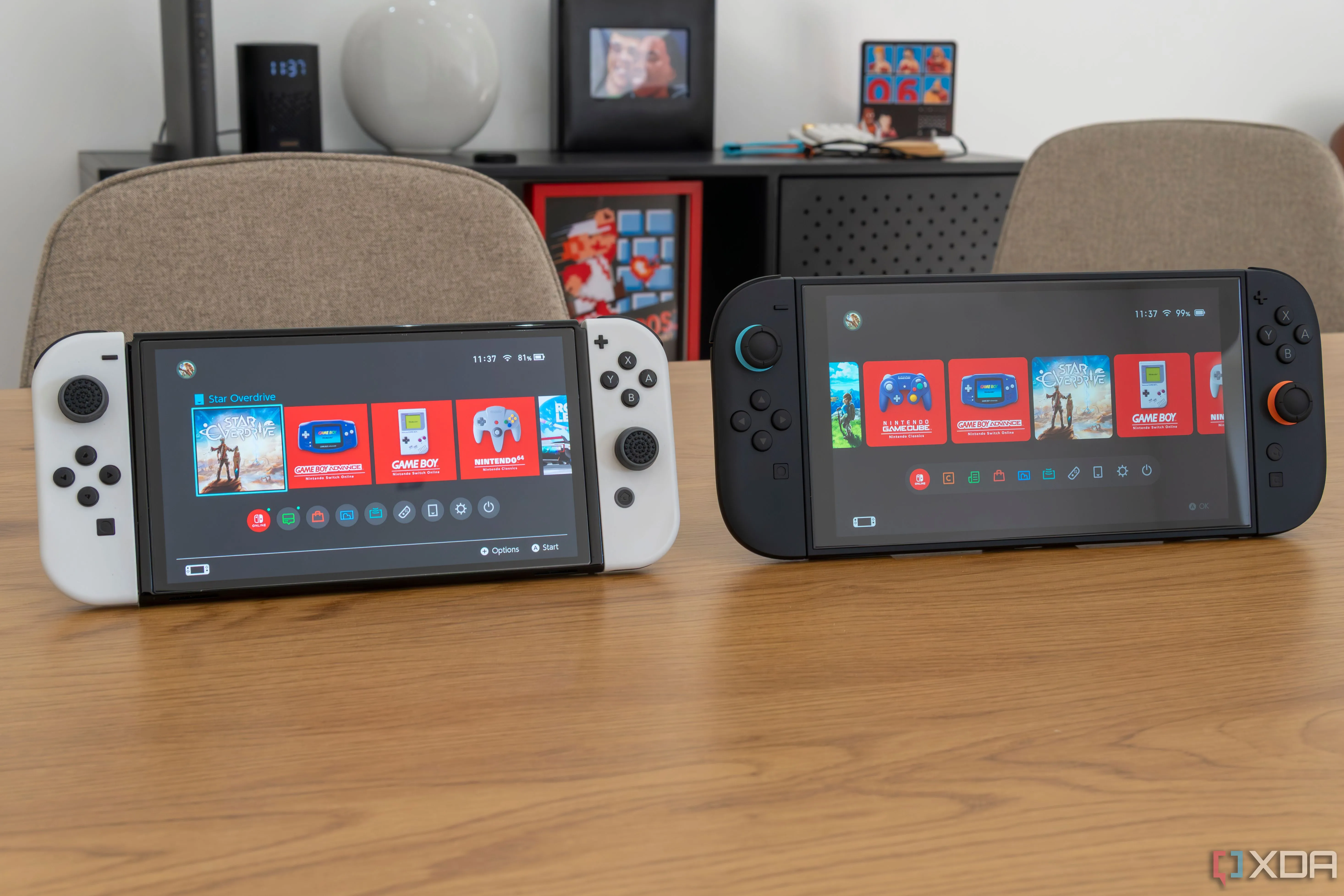 So sánh Nintendo Switch OLED và Switch 2 hiển thị màn hình chính
