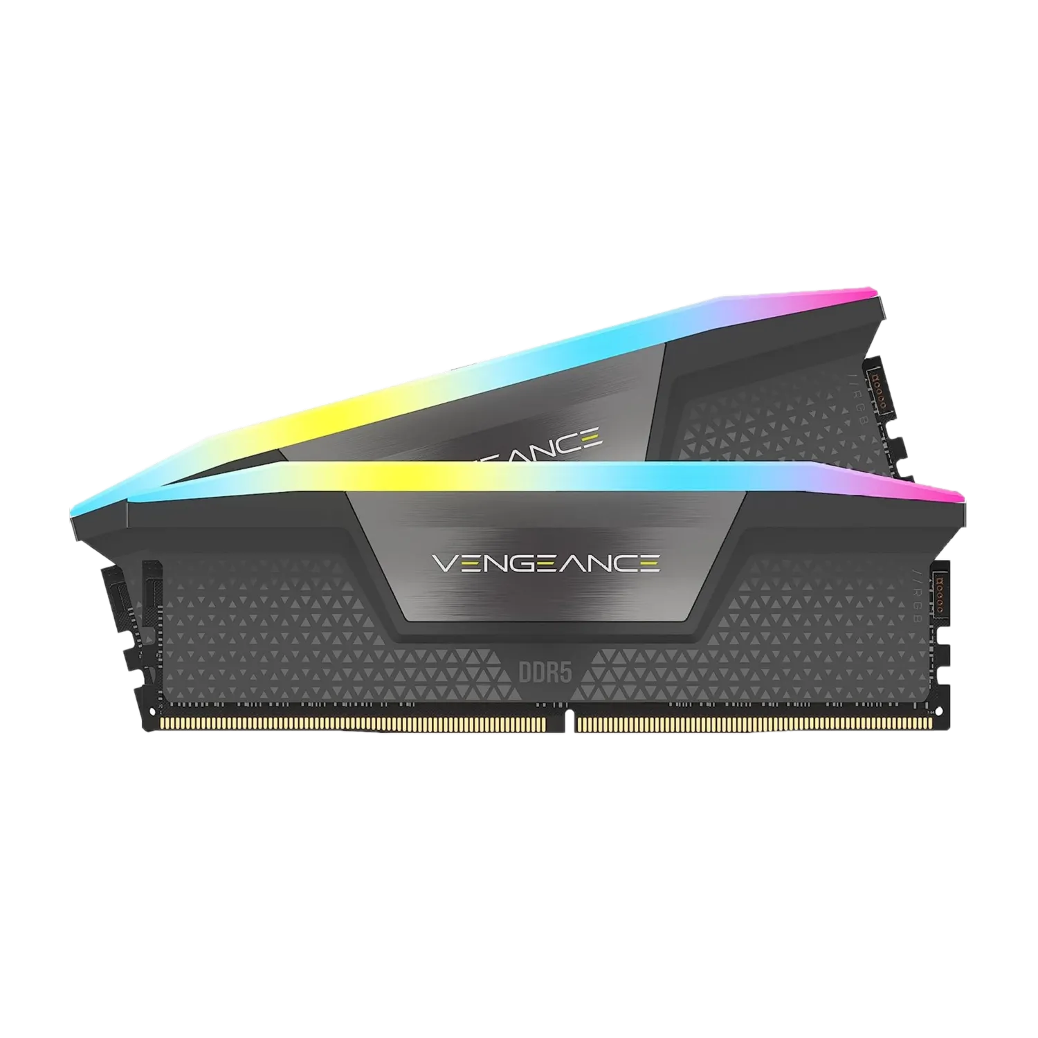 Thanh RAM Corsair Vengeance RGB DDR5 màu xám với dải đèn RGB
