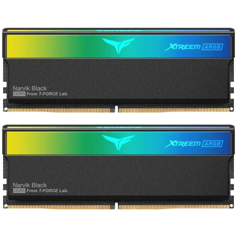 Thanh RAM TeamGroup T-Force XTREEM ARGB DDR5 với đèn LED RGB, đại diện cho bộ nhớ DDR5 tốc độ cao trong gaming