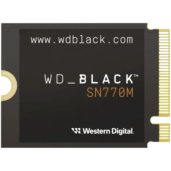 Thẻ SSD WD Black SN770M nhìn từ góc chụp gần
