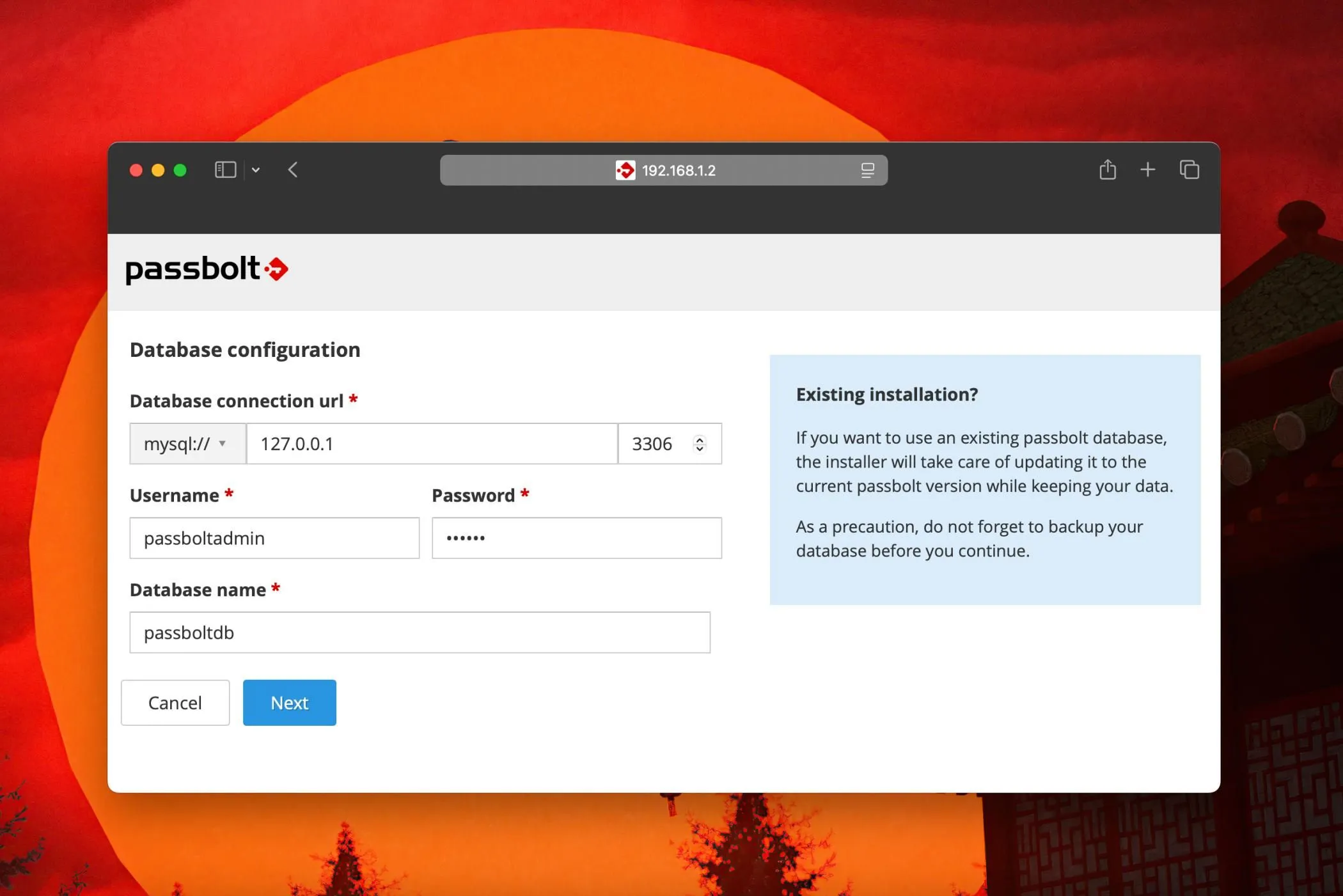 Thêm chi tiết cơ sở dữ liệu MySQL trong cấu hình Passbolt