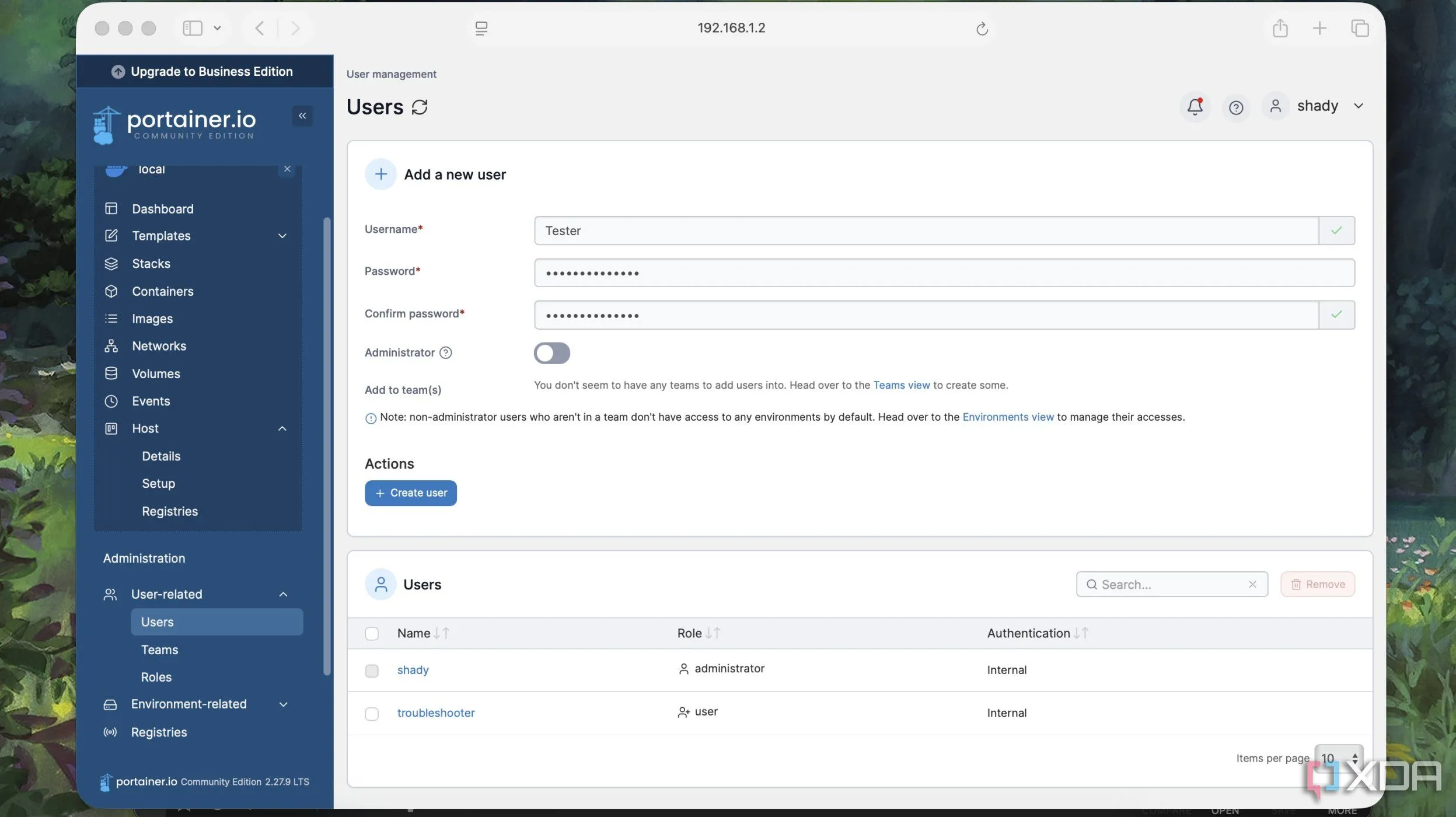 Thêm người dùng vào Portainer để quản lý Docker