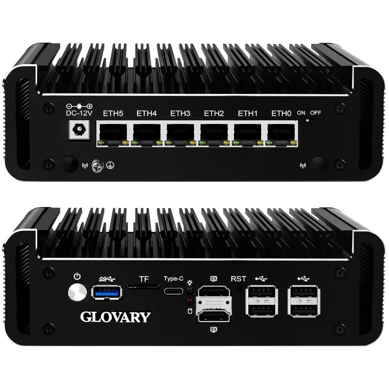 Thiết bị Glovary N100 6L, mini PC hỗ trợ 6 cổng 2.5GbE làm firewall