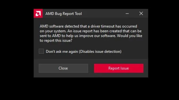 Thông báo lỗi AMD driver timeout