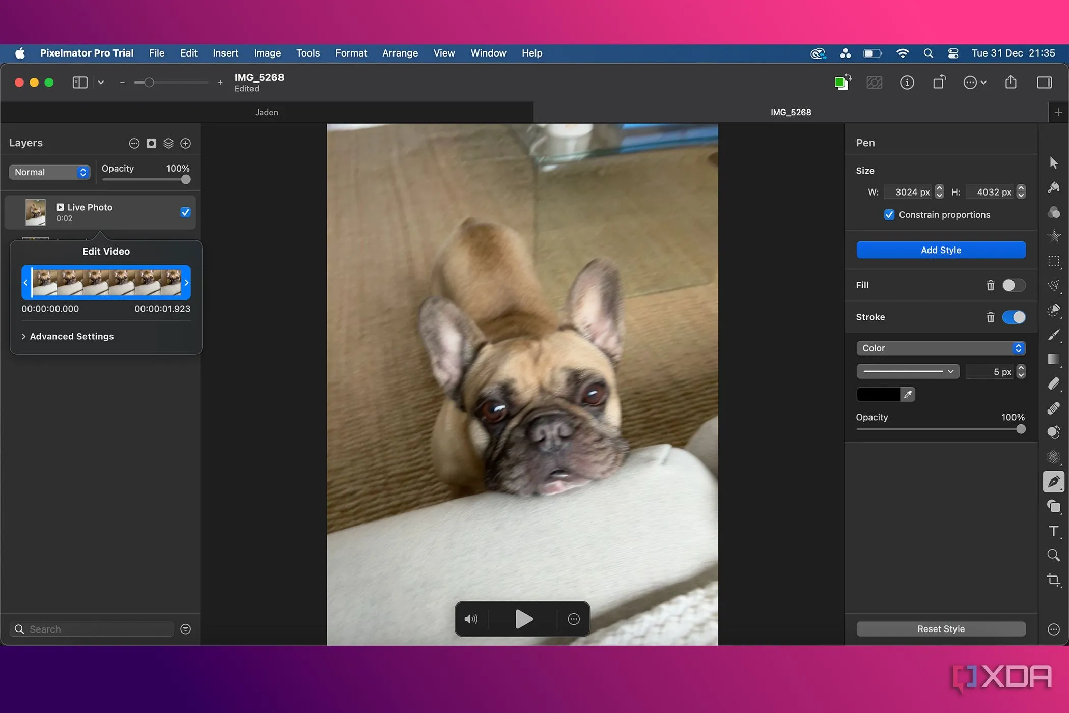 Tính năng biên tập video cơ bản trong Pixelmator Pro