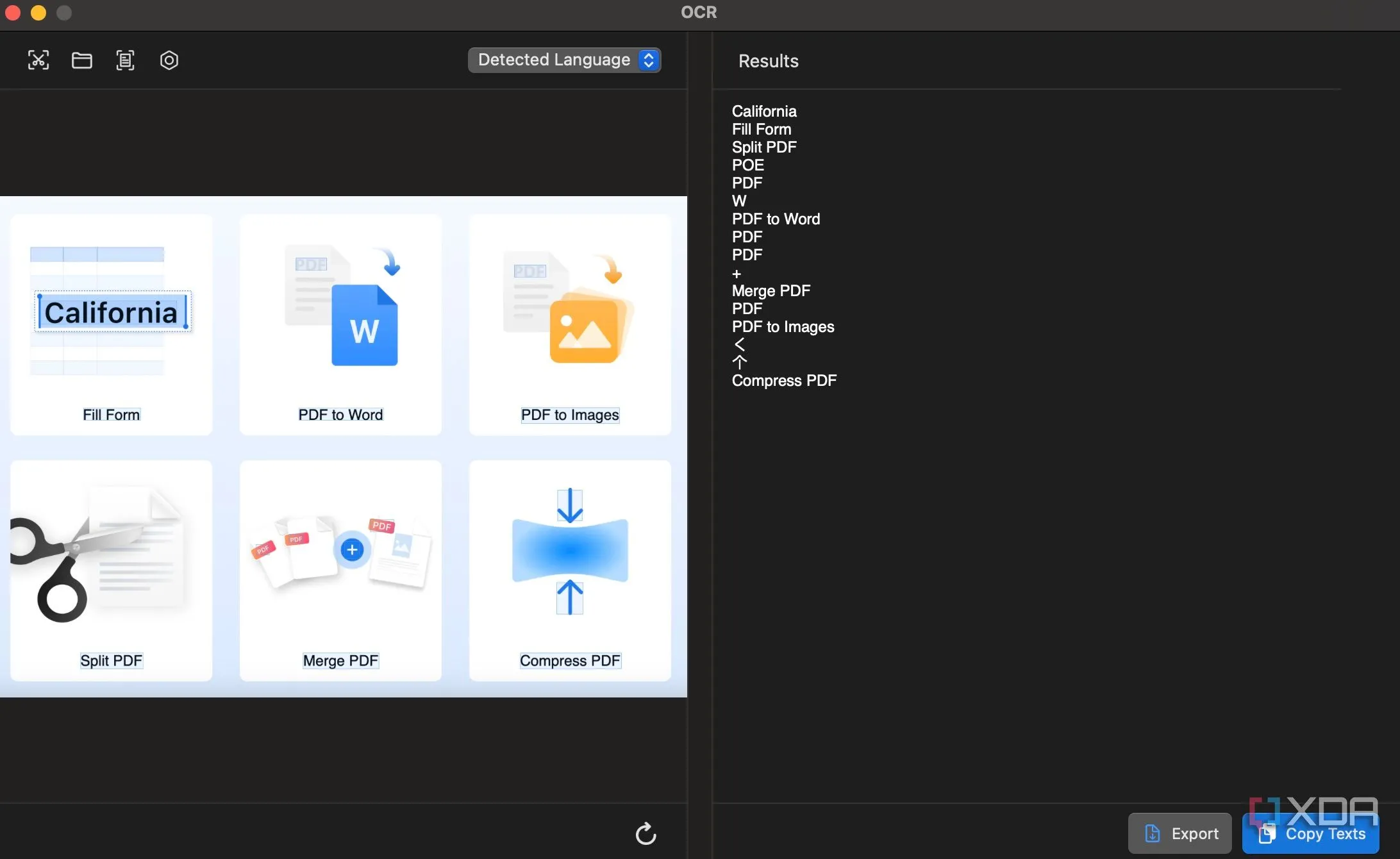 Tính năng Screenshot OCR của PDFgear, giúp người dùng quét và chuyển đổi văn bản từ bất kỳ phần nào trên màn hình