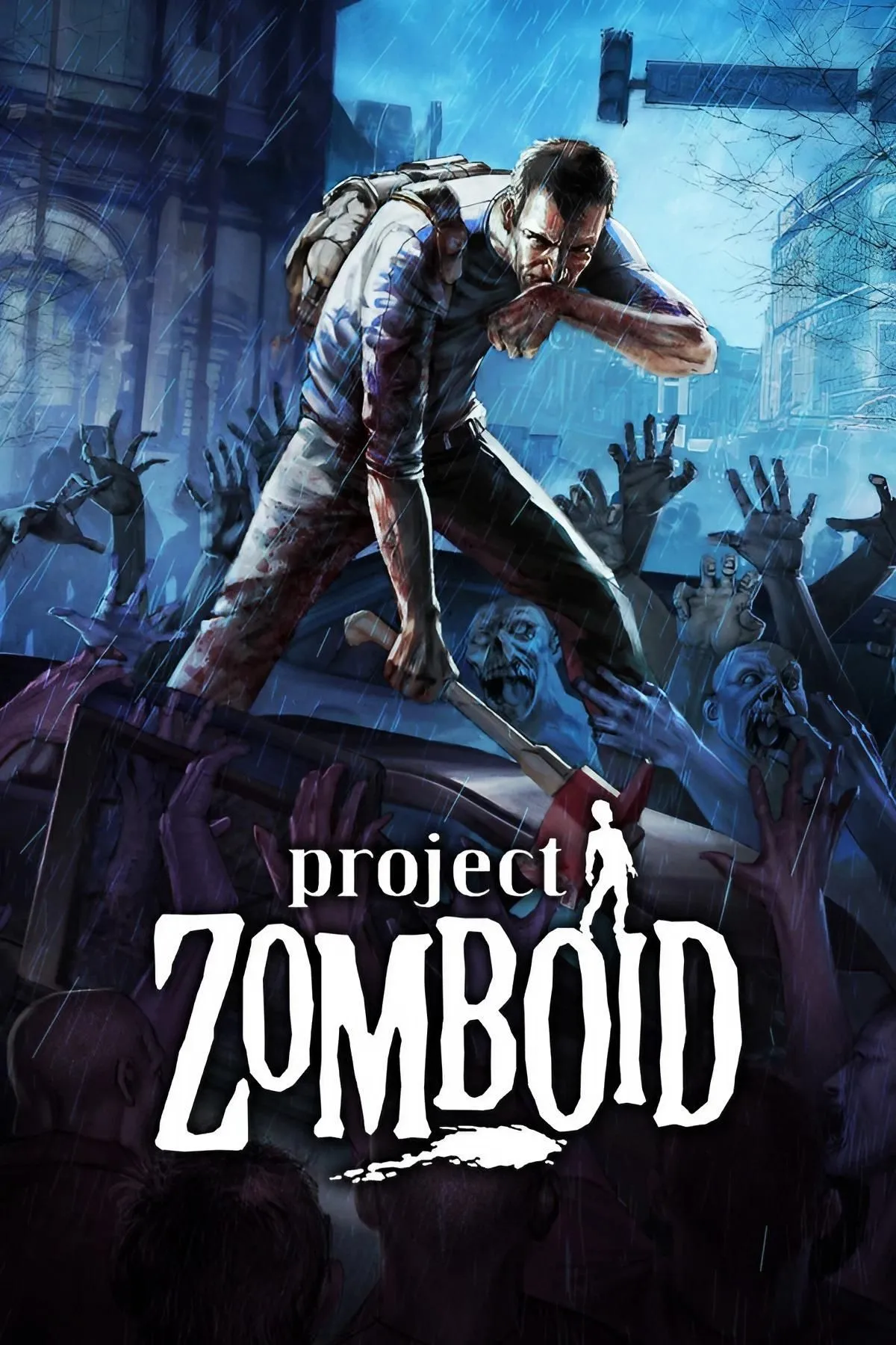 Toàn cảnh một khu nhà đổ nát trong Project Zomboid bị bao phủ bởi sương mù dày đặc