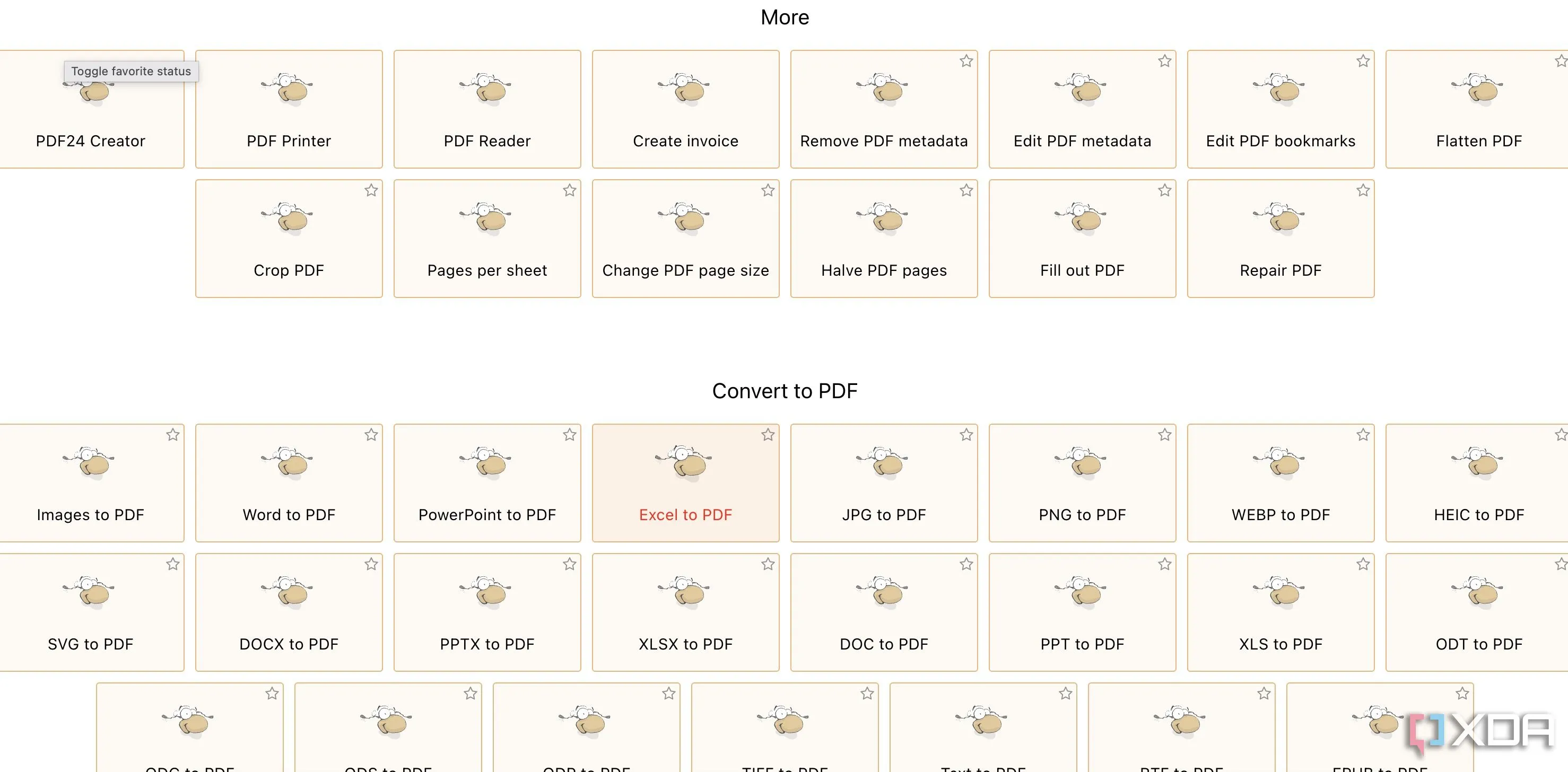 Tổng hợp các công cụ chỉnh sửa PDF đa dạng của PDF24, từ chuyển đổi đến gộp file