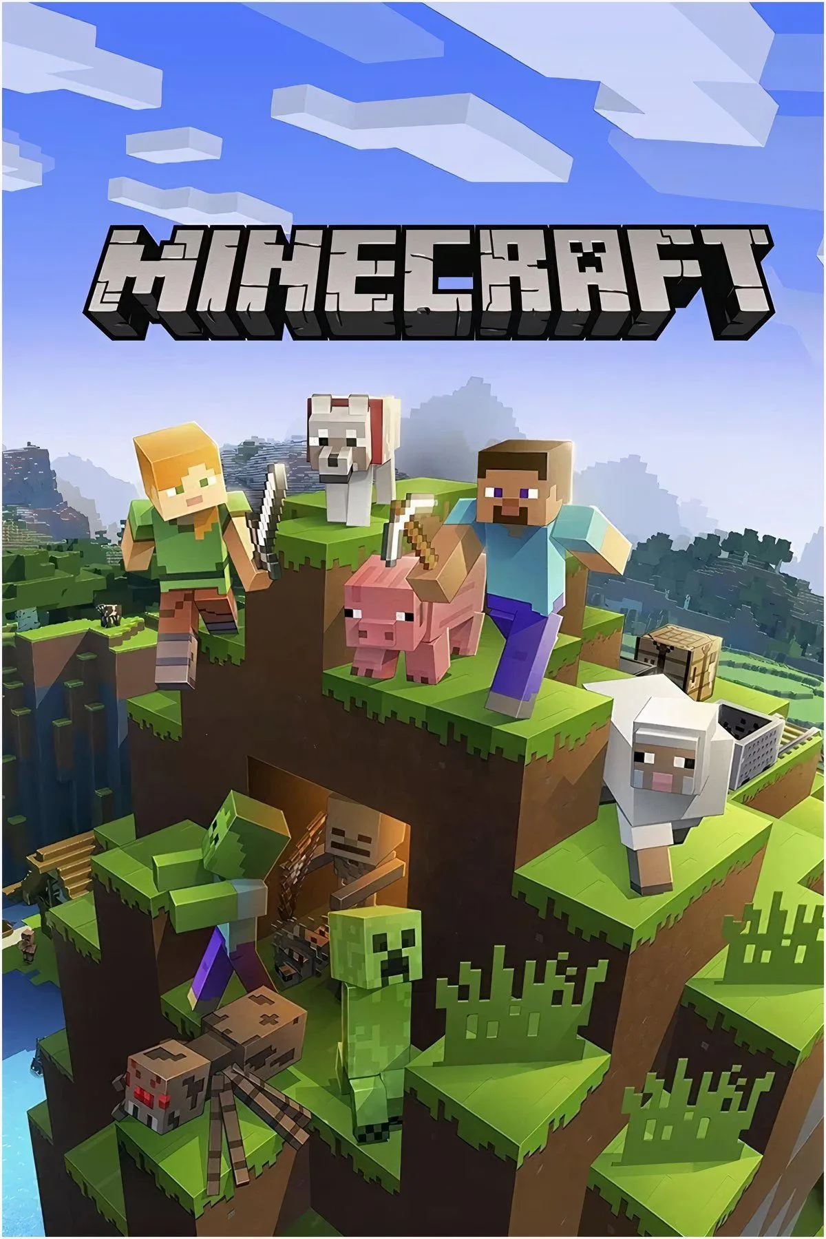 Tổng hợp các hình ảnh từ Minecraft, cho thấy sự đa dạng trong xây dựng và khám phá thế giới khối vuông.
