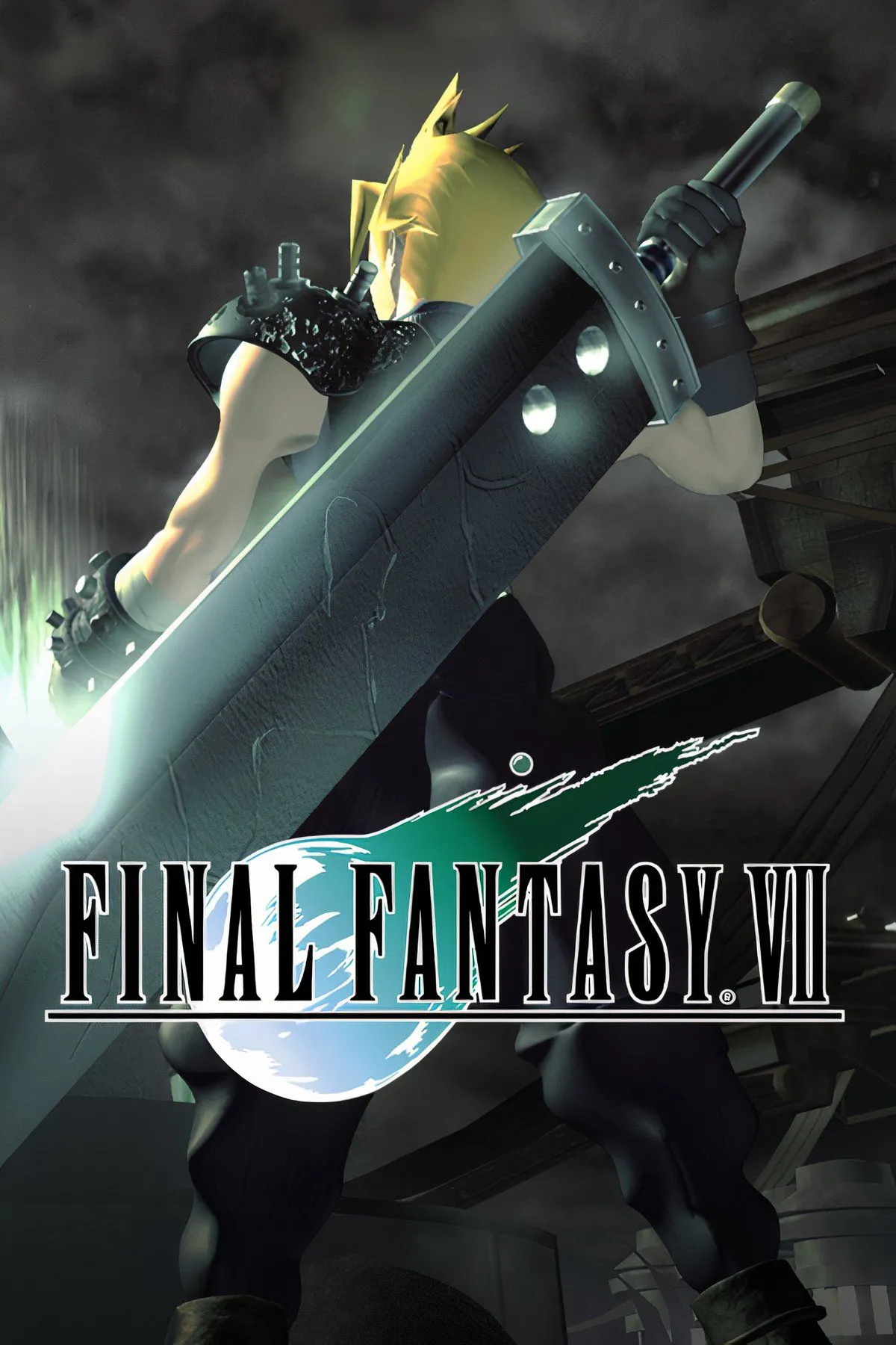 Tổng hợp cảnh game Final Fantasy VII với các nhân vật biểu tượng Cloud, Sephiroth và Tifa
