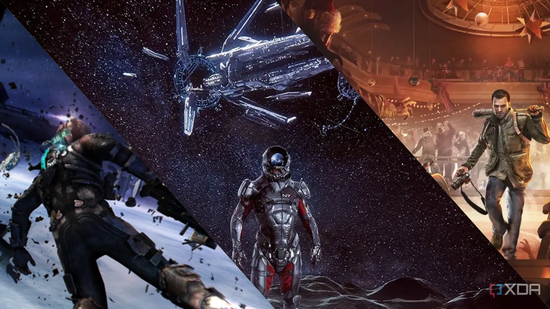 Tổng hợp hình ảnh các tựa game bị đánh giá thấp như Dead Space 3, Mass Effect: Andromeda và Dead Rising 4, minh họa cho những dự án game kém thành công