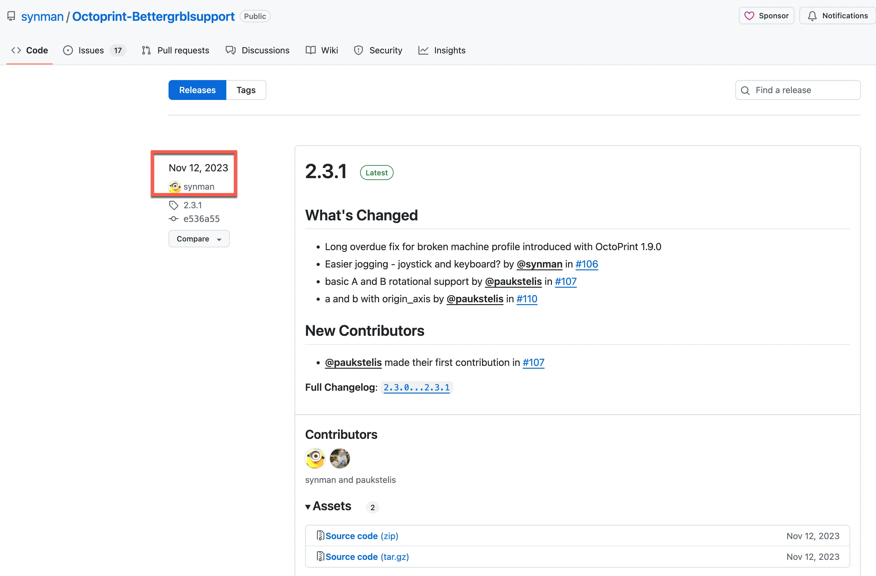 Trang kho lưu trữ GitHub của plugin BetterGRBLSupport cho OctoPrint