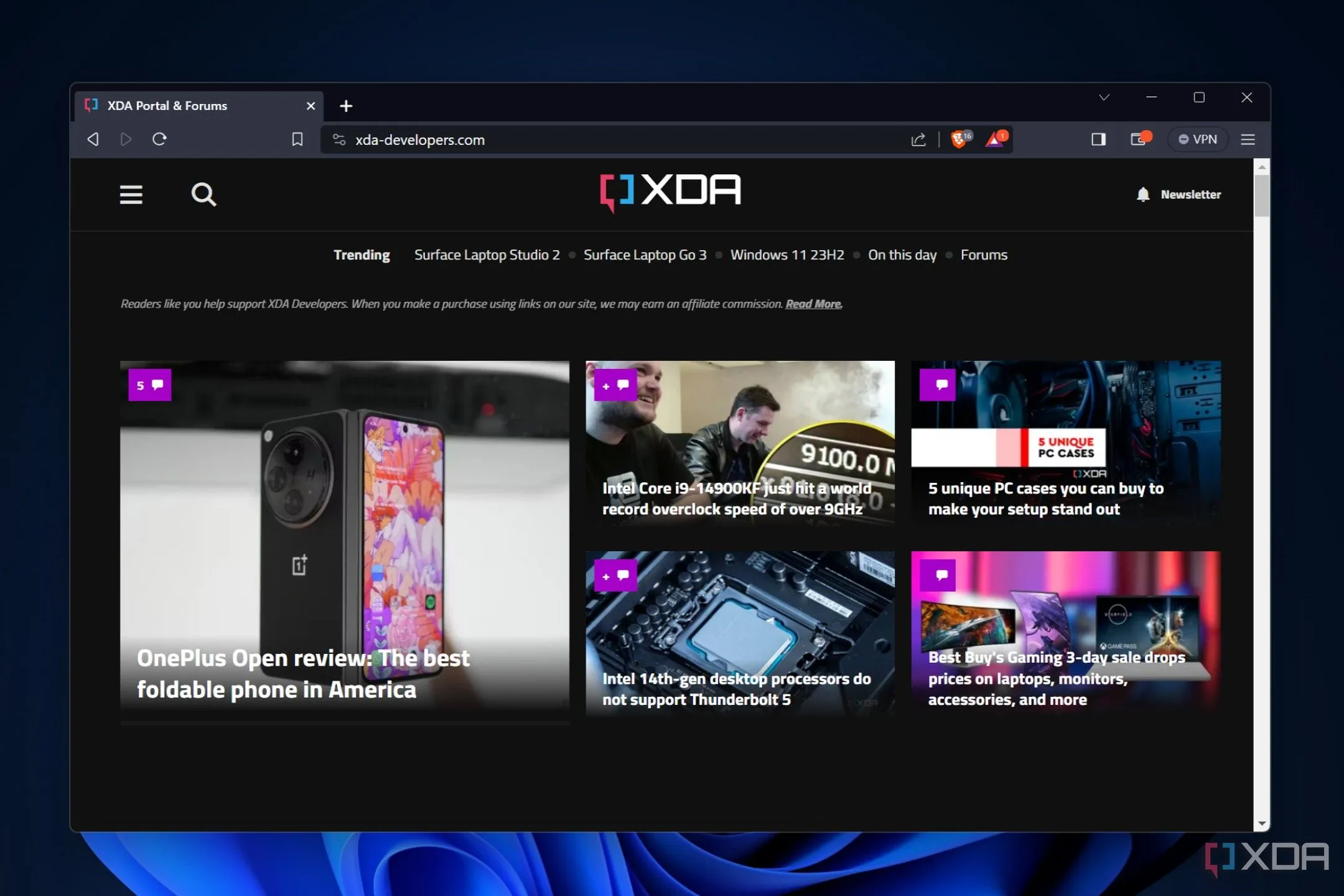 Trình duyệt Brave đang hoạt động trên hệ điều hành Windows 11, thể hiện giao diện người dùng quen thuộc.