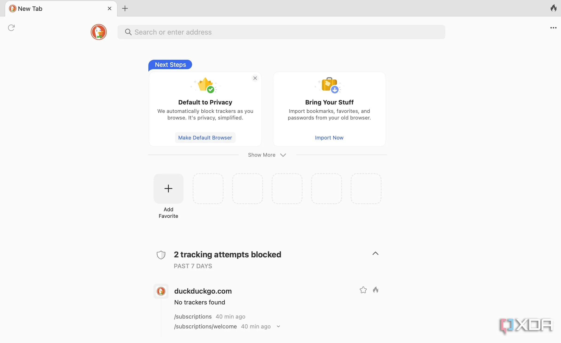Trình duyệt web DuckDuckGo với giao diện tìm kiếm