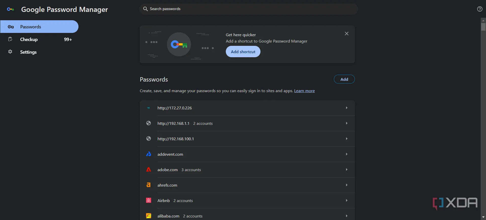Truy cập Trình quản lý mật khẩu của Google trong Chrome.