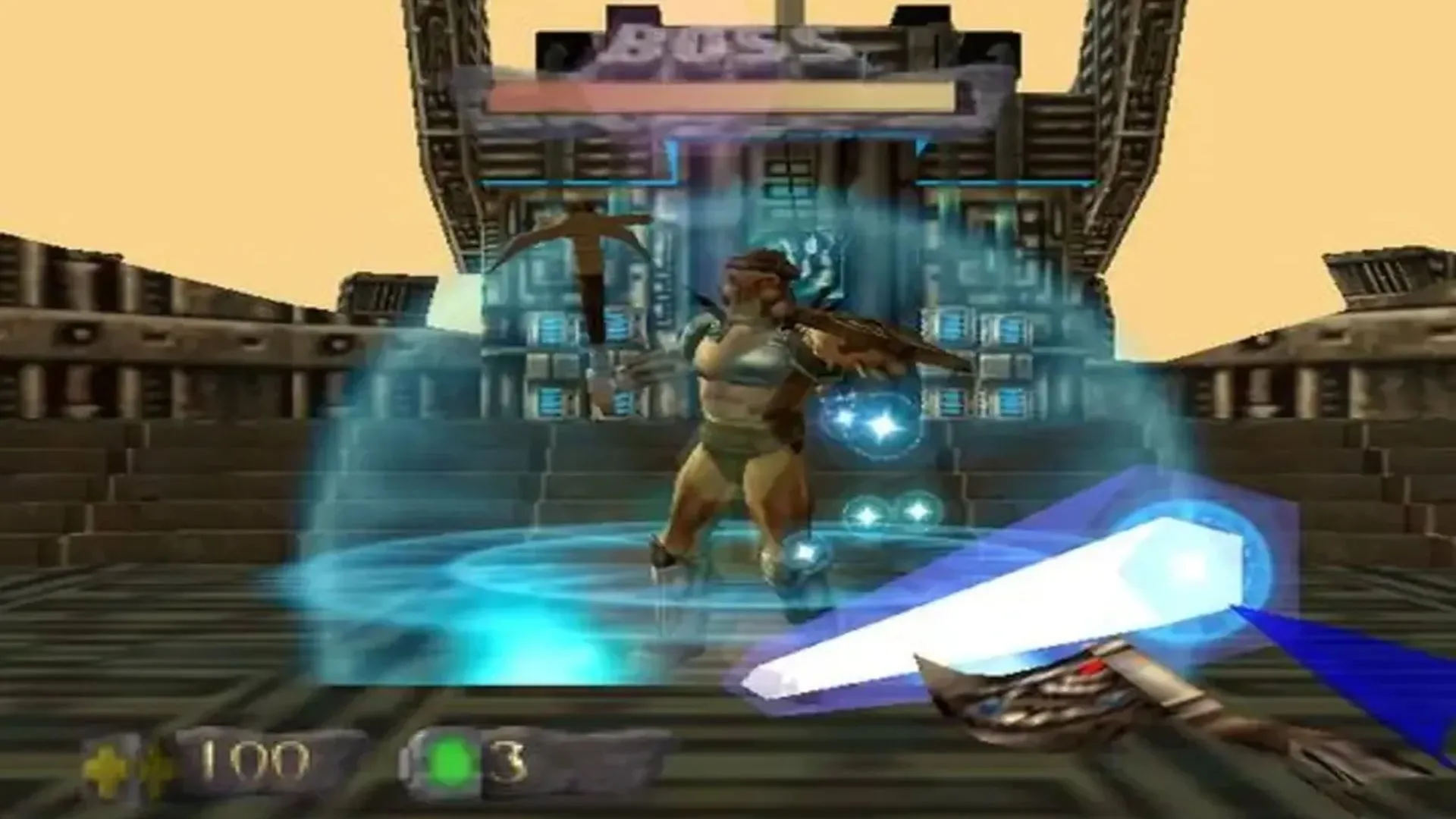 Turok sử dụng Chronoscepter trong game Turok: Dinosaur Hunter cổ điển