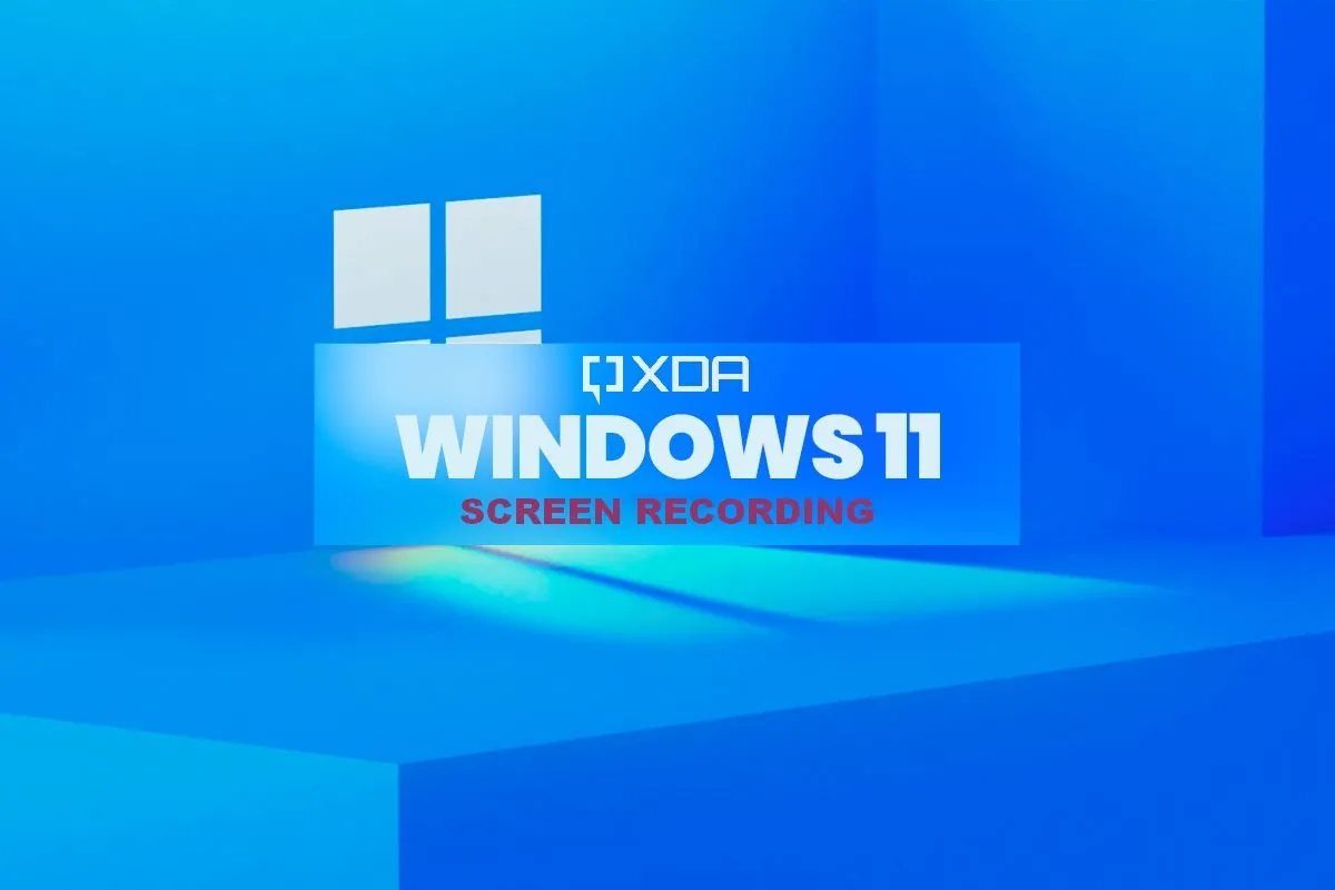 Văn bản &quot;Windows 11 screen recording&quot; trên màn hình cửa sổ, minh họa tính năng quay màn hình