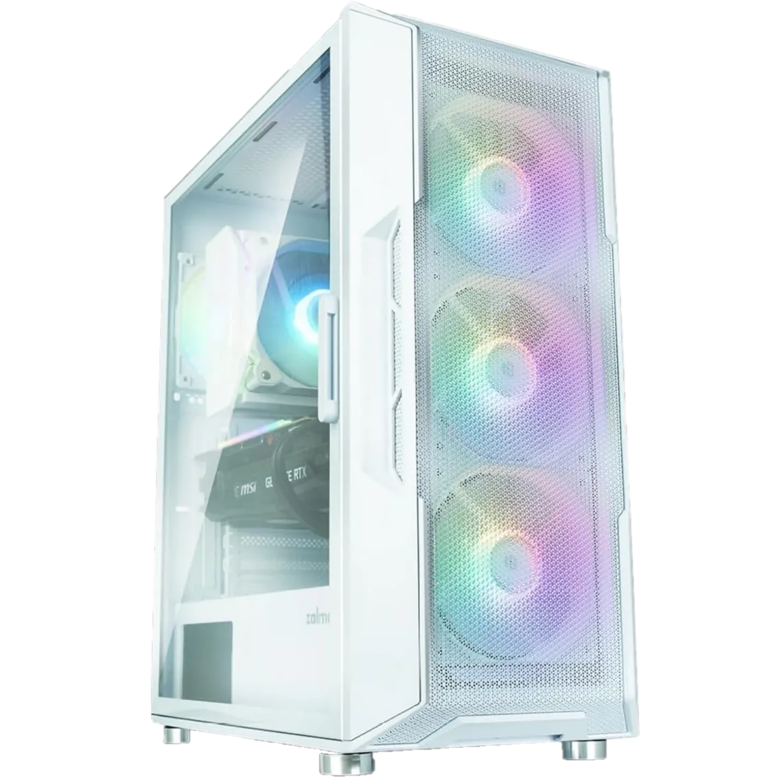 Vỏ case PC màu trắng với quạt RGB